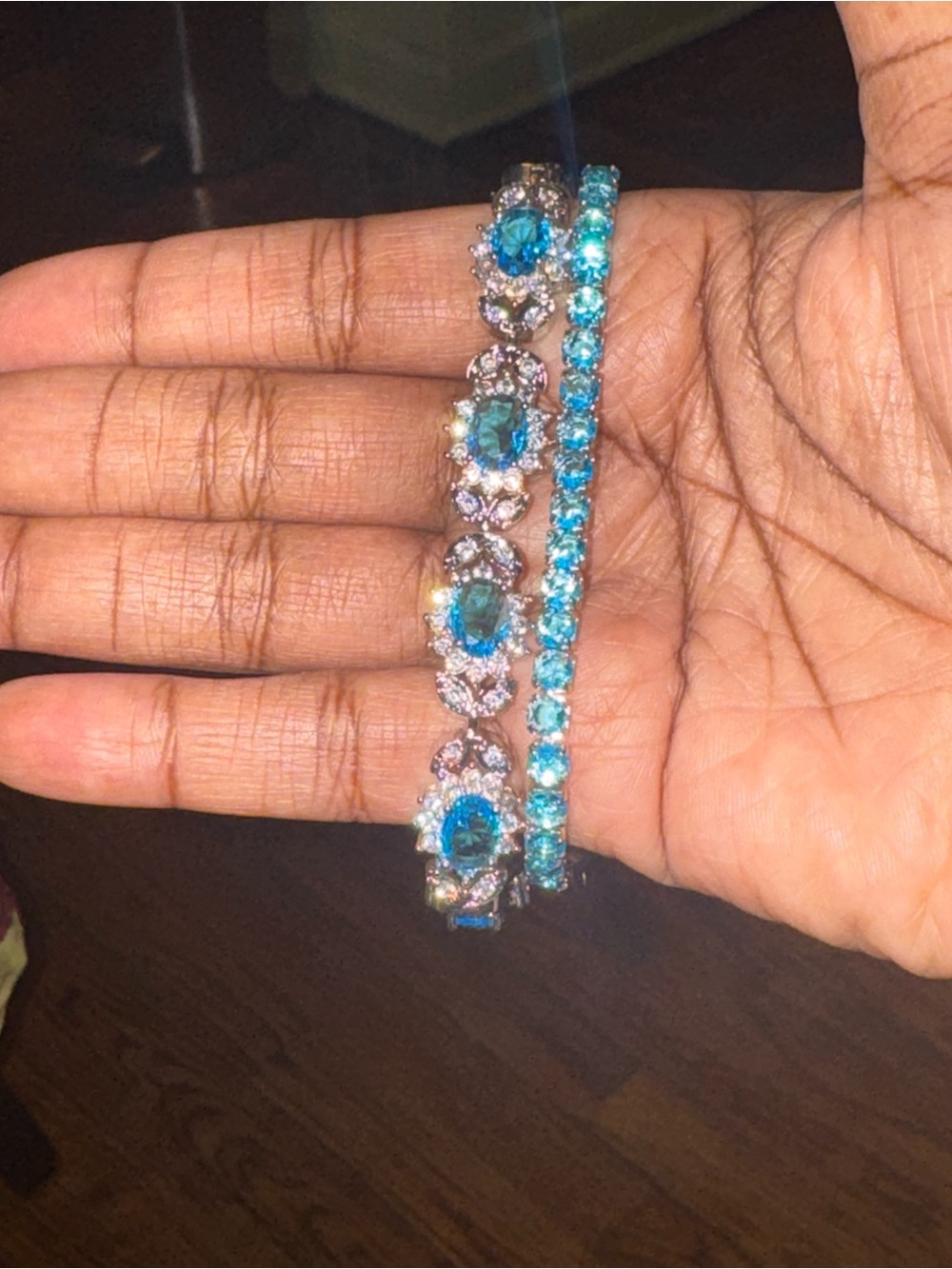 Blue Crystal Double Bracelet Set - Timeless Sparkle Hypoallergenic